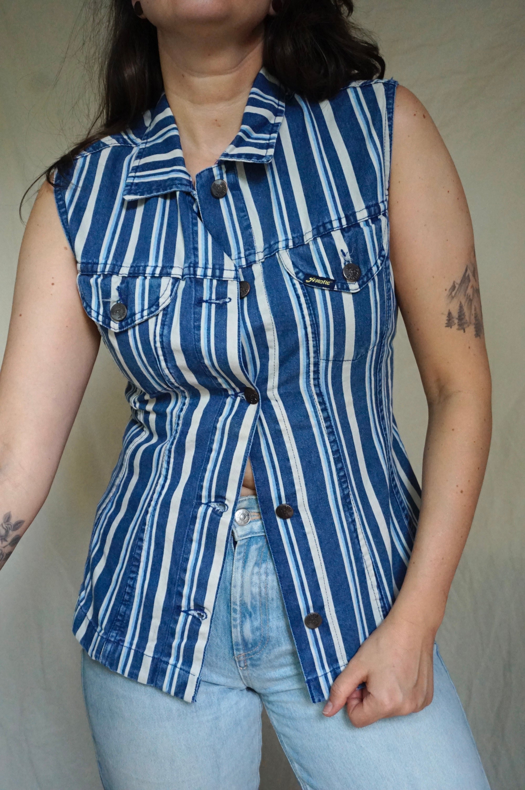 Blue Cotton - Vintage Deadstock Top/Gilet - S – Vintess Vintage